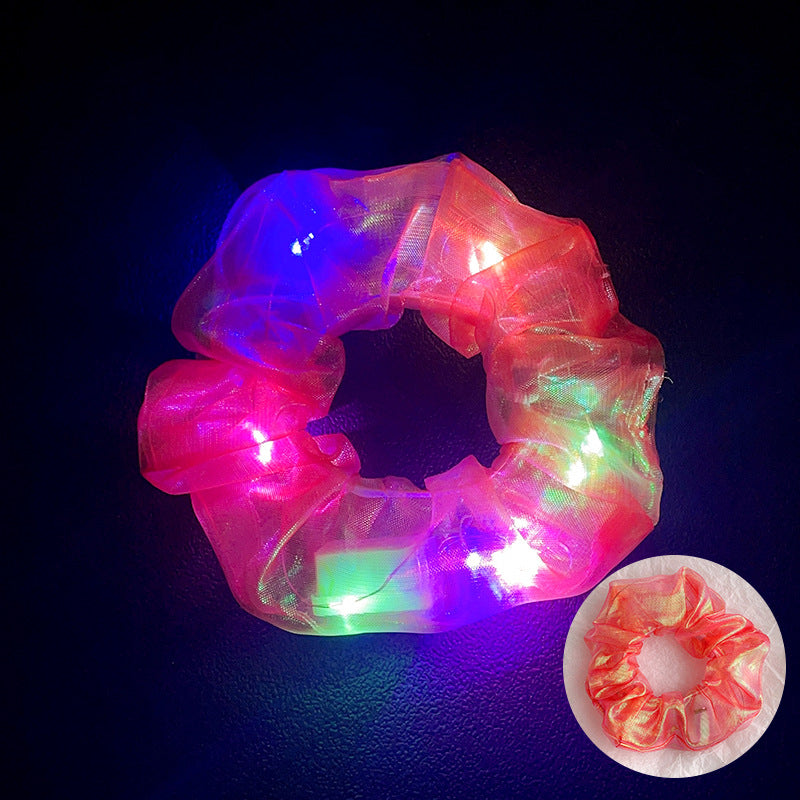 Wholesale Led Luminous Large Intestine Hair Ring DIY Night Light Flower Shiny Fat Intestine Head Rope Nightclub Rubber Band Hair Accessories